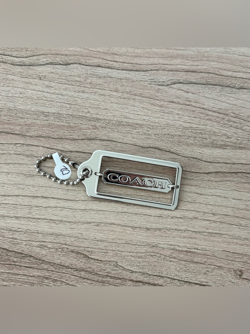 Coach embossed Bag charm Silver FOB keychain
